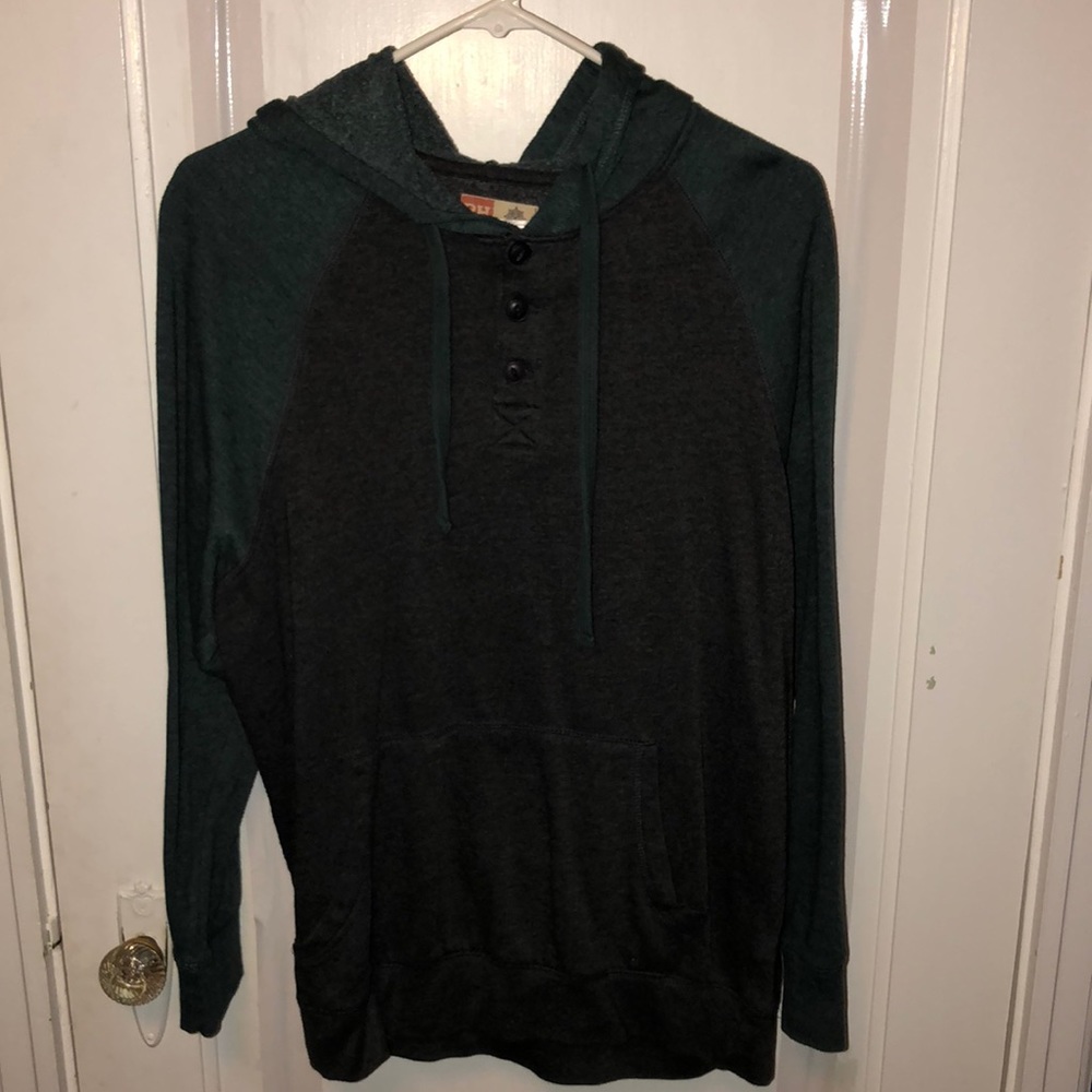 Ruff Hewn quarter-button sweatshirt.